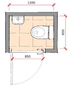 Een minimale afmeting van 90x120 cm toilet in woning